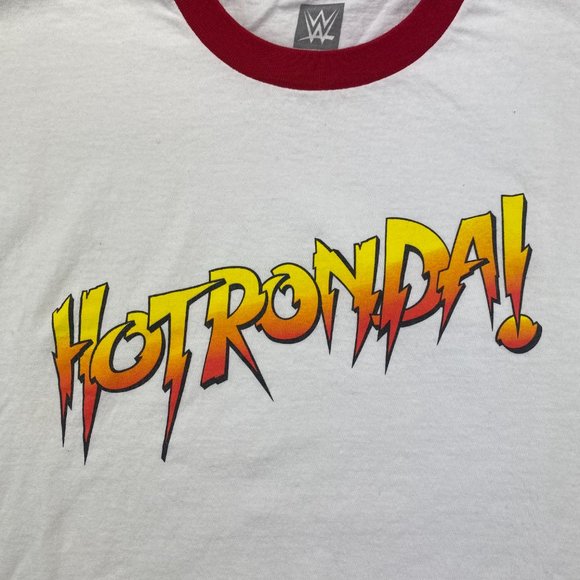 WWE Authentic Shirt Men Extra Large XL White Red Hot Ronda! Ringer Tee Wrestling - Picture 2 of 7
